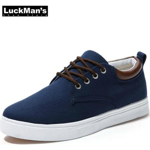 LuckMan 2019 New Fashion Spring Autumn Male Students Flats Shoes Men Canvas Shoes Casual Flats Breathable Lightweight Sneakers