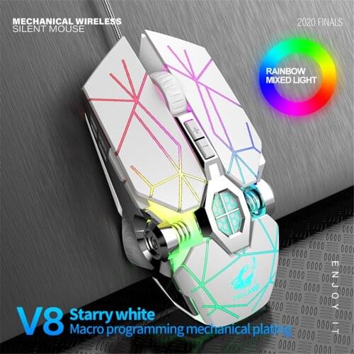 Wireless Mice Rechargeable Game Ergonomics Mouse Mute Liquid-cooled Shining Mechanical Mice 2400DPI With 7keys