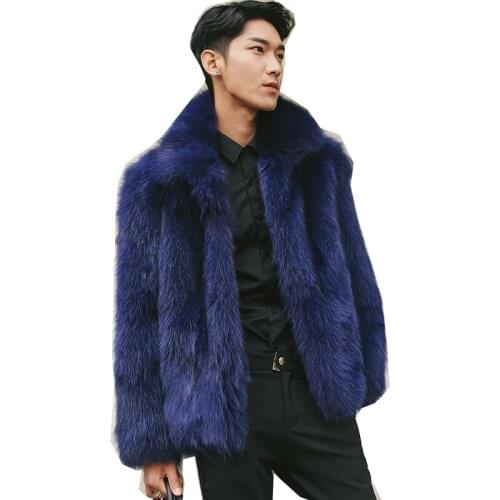 New autumn and winter fur coat warmth and thick faux fur coat fashionable gentleman style coat large size 5XL