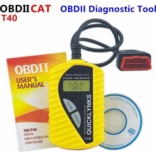 OBDIICAT New Original QUICKLYNKS OBD2 Scanner/Auto Basic Code Reader T40 (multi-language) OBDII Code Scanner