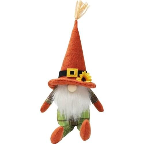 27RE Autumn Fall Gnome with Sunflower Swedish Nisse Tomte Elf Dwarf Thanksgiving Day Gift Farmhouse Tiered Tray Decor