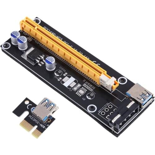 PCI-E 1x to 16x Adapter Card USB3.0 Data Cable Power Cable Kit Riser Card for BTC MIning Bitcoin Miner New