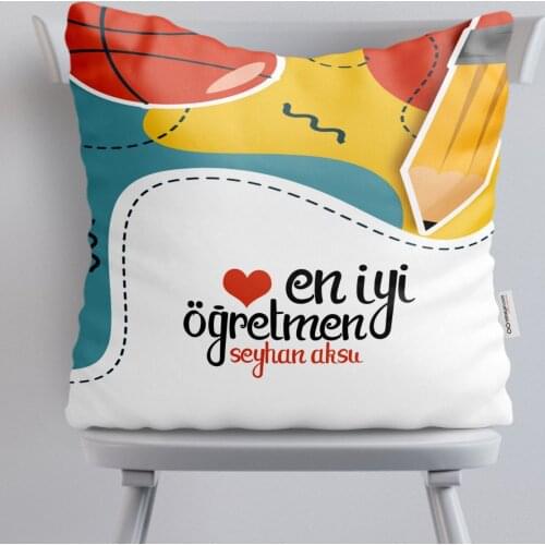 Personalized Best Teacher White Yastık-5