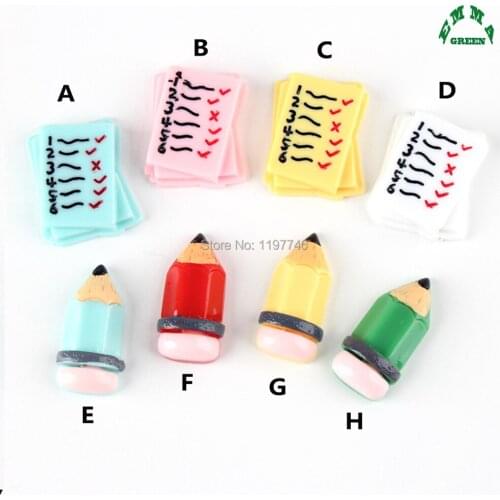 Charms for Kids Examination Paper Charms Resin Slime Charms 28mm 10pcs cute Pencil Charms for diy crafts room decoration Charms