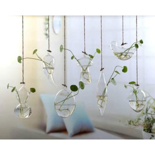 Flower Hanging Vase Glass Planter Plant Terrarium Container Home Wedding Decor Air Planter Decoratives Vase