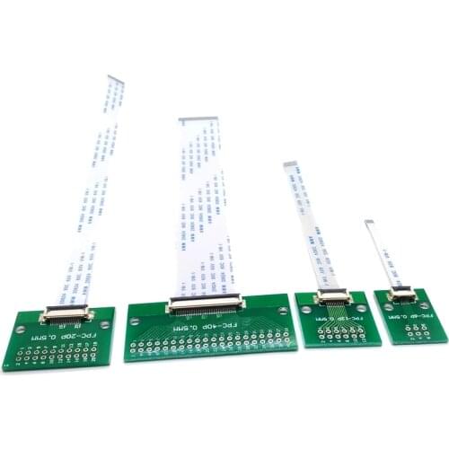 1set FFC/FPC Connector + 0.5mm pitch 50/100/200mm Length FFC Cable 6P 8P 10P 12P 14P 20P 30P 40P 50PIN