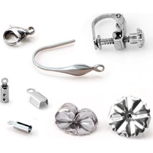 Various universal simple stainless steel ear hooks ear studs ear clips earrings diy jewelry butterfly buckle accessories