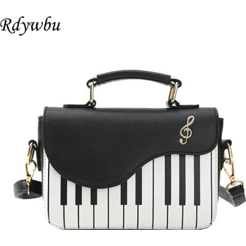 Rdywbu Piano Pattern Pu Leather Shoulder Bag Women Fashion Flap Handbag Music Embroidery Crossbody Messenger Bag Pouch Tote B583