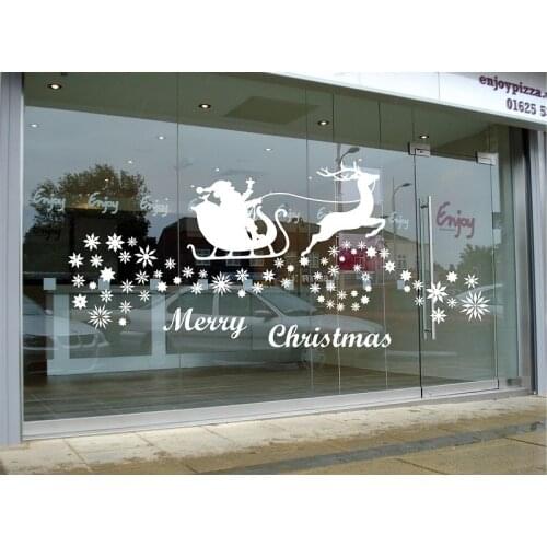 Christmas Santa Reindeer Wall Stickers Removable Vinyl Wall Decal Decor Glass Window Wall Tattoo High Quality Mural SC004