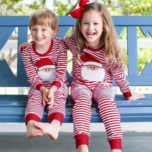 Christmas pajamas Toddler Baby Boy Girl Christmas Santa Claus Plaid Tops+Pants pyjamas kids Sleepwear Outfits pijama infantil