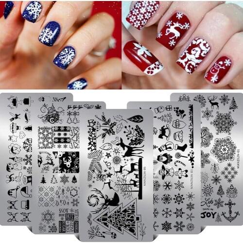 Christmas Nail Stamping Plates Nail Printing Stamp Artist Geometry Texture Image Nail Stamp Template Art Printing Stencil Tools
