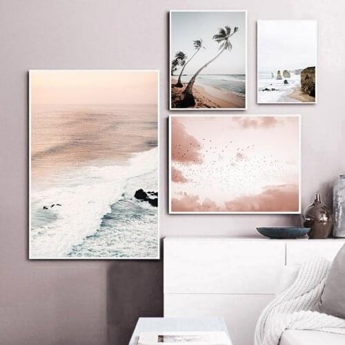 Scandinavian Coastal Sunrise Nature Scenery Wall Poster Nordic Canvas Art Print Sky Sea Sunset Painting Landscape Home Decor