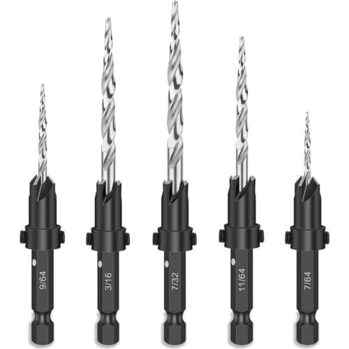Drill Bits 11 Pieces 4, 6, 8, 10, 12 Sets of 1/4-Inch Tapered High-Speed Steel Drill Bits, Hexagonal Wrench