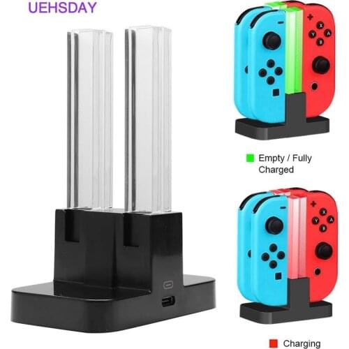 LED Charging Dock Station Charger Cradle For Nintendo Switch 4 Joy Con Controllers 4 In 1 Charging Stand For Nintend Switch NS