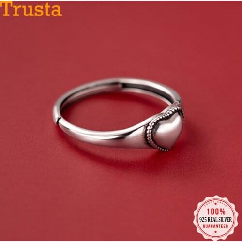 Trustdavis Genuine 925 Sterling Silver Fashion Romantic Heart Opening Ring For Women Wedding Valentines Day Fine Jewelry DA2109
