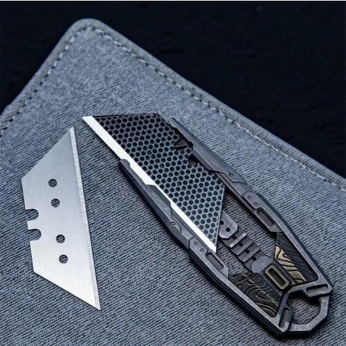 Titanium Alloy TC21 EDC Utility Knife Unpacking Utility Push-pull Knife Cutter Knives EDC Tool