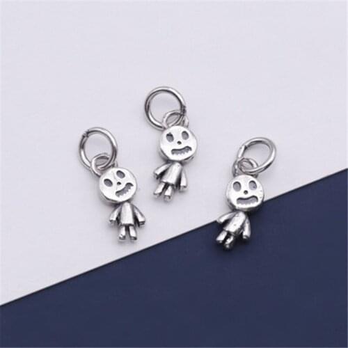 Buyee Real 925 Sterling Silver DIY Jewelry Components Vivid Little Kid Pendant Charms for Bracelets Women Jewelry Finding