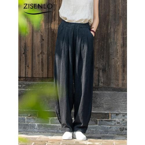 Женские льняные брюки ZISENLO China At AliExpress