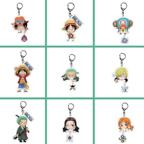 1pc Anime Keychain One Piece Monkey D Luffy Ace Chopper Cartoon Figures Acrylic Pendant Bag Accessory