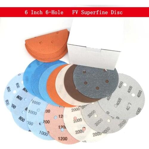10PCS Hook And Loop Superfine Sanding Disc 6 Inch 6-Hole Waterproof Sandpaper 600 to 4000 Grits Wet Dry Automotive Paint Sanding