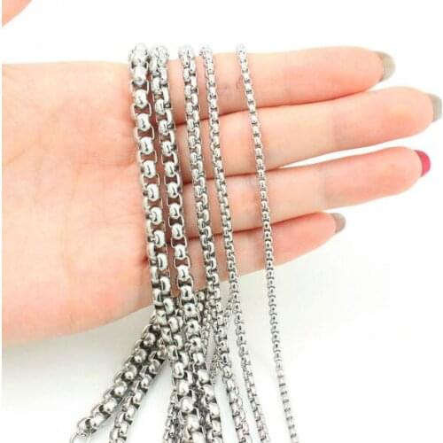 2.5/3/3.5/4/5mm bulk Jewelry Finding / Marking Square Rolo Chain Stainless steel chains, box rolo chains,Cable Soldered Chains