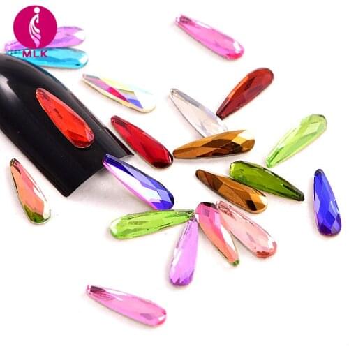 20pcs/pack Teardrop Colorful Nail Art Rhinestone Glass Strass Non Hotfix Rhinestones Drop стразы Nail Art Decorations B3873