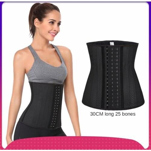 30CM New Long Sports Fitness Girdle 25 Steel Perforated Rubber Corset Waist Support Stereotyped Hip Lifting Abdomen Slimming