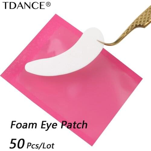 TDANCE 50pairs Foam Eye Patches Under Eye Pads Pearl Eye Tips Sticker Adhesive Wraps Eyelash Extension Make Up Tools Left&Right