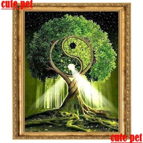 5D Diamond Painting Rhinestone Mosaic Craft Chinese Elements Yin and Yang treeCrossStitch Home Decorations Decorations Wallpaper