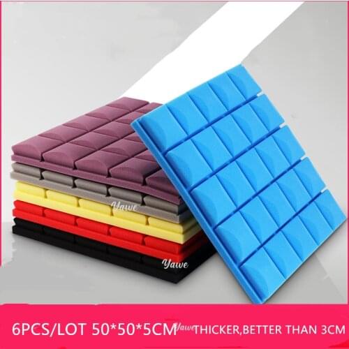 6Pcs/lot 6 Colors 50x50x5cm Studio Acoustic Foam Soundproof Foam Sound Absorption Treatment Panel Sound Wedge Protective Sponge