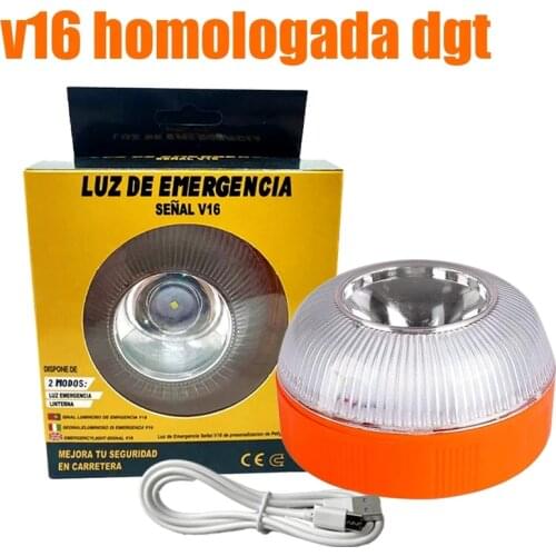 Car Emergency Light V16 Approved Dgt Road Flares Magnetic Beacon Help Flash Roadside Traffic Safety Warning Rechargeable Lamp