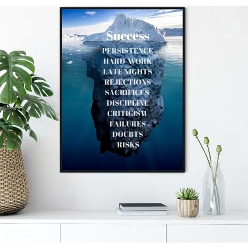 Iceberg of Success Canvas Poster Prints Landscape Motivational Wall Art Quote Nordic Art Painting Wall Picture for Living Room