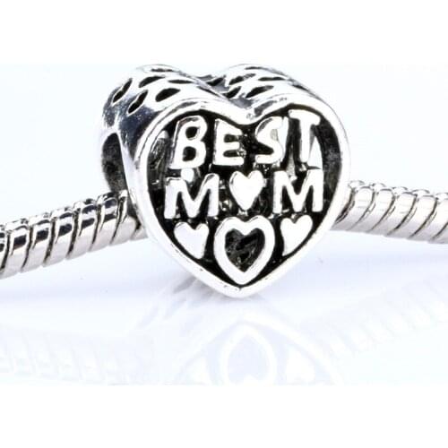 European Best Mom Charms Beads Fit European Bracelets Bangles Exquisite Alloy Beads Big Hole Jewelry Findings Mothers Day Gift
