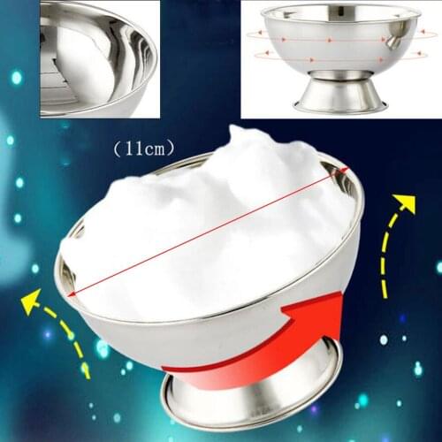 Shaving Soap Bowl, Portable Stainless Steel Large & Deep Spill-Proof Shaving Soap Cream Mug Bowl with Enhanced Stand Base