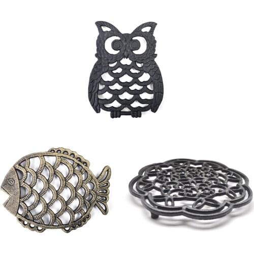 Cast Iron Hollow Insulated Coaster Mat Table Bowl Mat Home Table Heat Resistant Placemat Kitchen Decoration Accessories