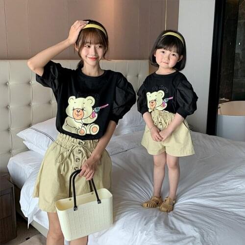 Mother Daughter Summer T Shirt+Shorts 2Pcs Clothing Set Mom And Daughter Home Wear Kids Girls Mother Me Family Matching Outfits
