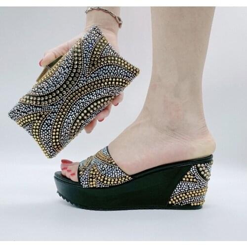 Doershow fashion African beautiful Designer Shoes And Bag Set To Match Italian Party Shoes With Matching Bags Set !HKV1-3