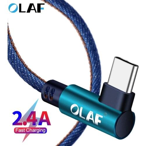 OLAF 1m 2m 90 degree USB Type C Cable For Samsung S9 S10 Plus Fast Charging Type-c Micro USB Cable For iphone X Xs Max Data Cord