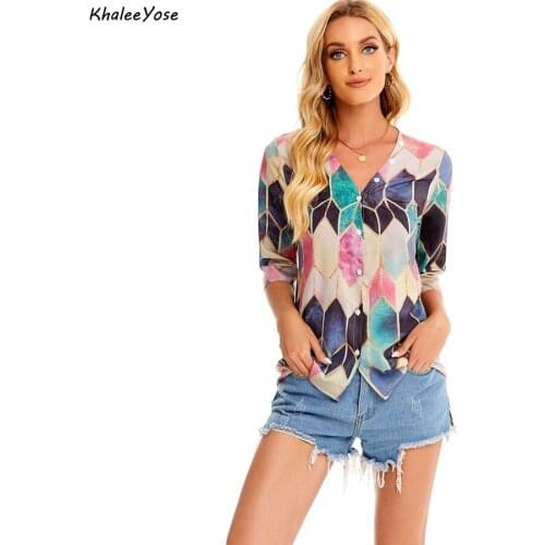 KHALEE YOSE Floral Printed Blouse Shirt Bohemoian Summer Holiday Casual Women Shirt Plus Size 2xl Ethnic Boho Ladies Shirt 2021