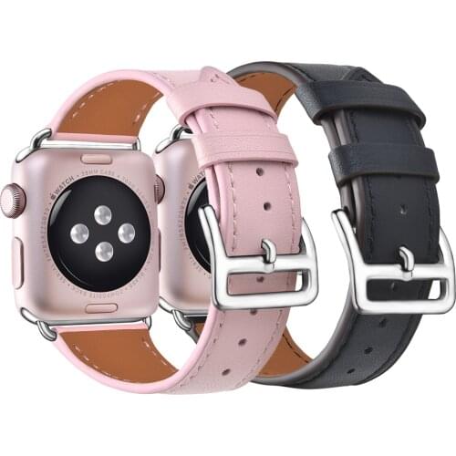 Leather Band Correa For Apple Watch Series 6 5 4 3 2 1 SE 38 42mm 40 44mm Women Men Bracelet Strap Loop For Iwatch Series Clasp
