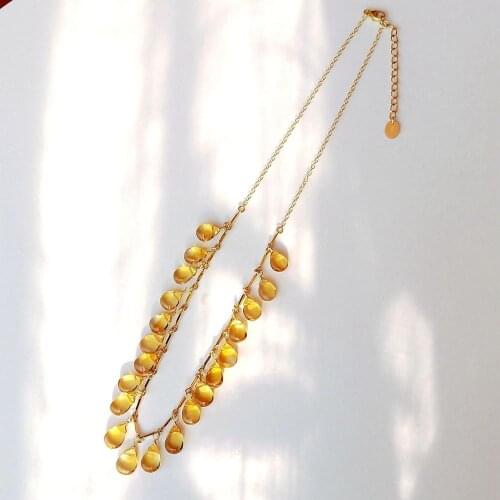 Lii Ji Natural Citrine 14k Gold Filled Necklace Real Stone Luxurious Fine Jewelry For Party Jewelry