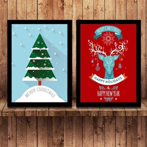 Christmas Tree Wall Art Pictures Merry Christmas Tree Elk Living Room Bedroom Childrens Room Decorative Canvas Painting