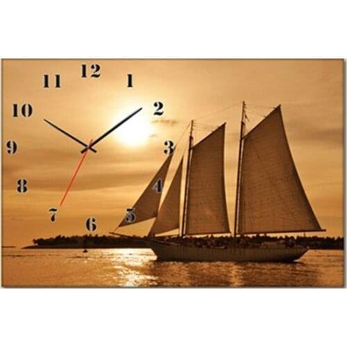 Tabloshop-Sea Ship Canvas Table clock-45 X30cm Wall clock