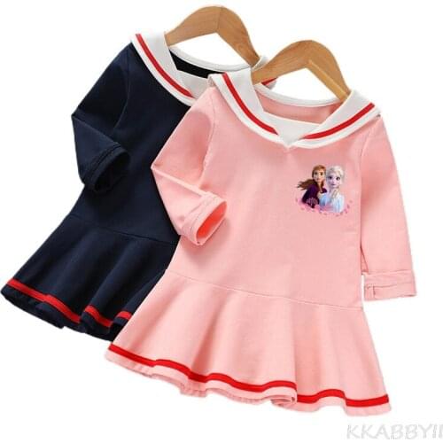 New Frozen Childrens Dress Spring and Autumn Girl Long Sleeve Dress Baby Western Academy Style Girls Dress