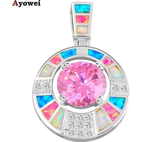New Arrival Trendy Silver Necklace Pendants Pink Fire Opal for Ladies biggest Surprise Party Gift Fashion Jewelry OPS614A