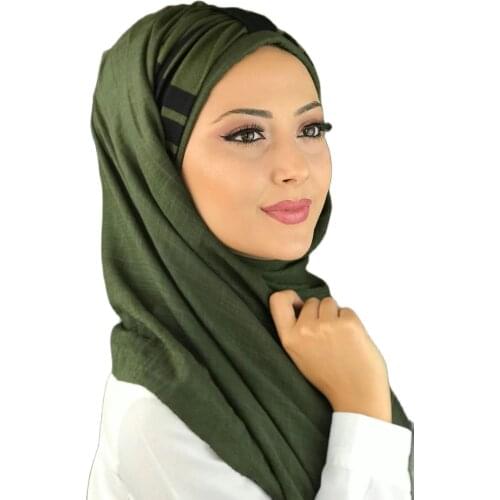 New Fashion Hijab Women Muslim Hijab 2021 Islamic Hijab Scarf Hat Kerchief Khaki Green Ready Turban