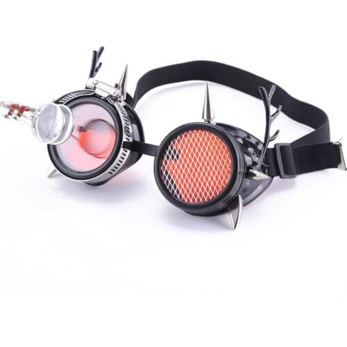 Halloween Goggles With Removable Magnifying Glass Fashion Antlers Steam Punk Glasses With Metal Rivets Stage Performance