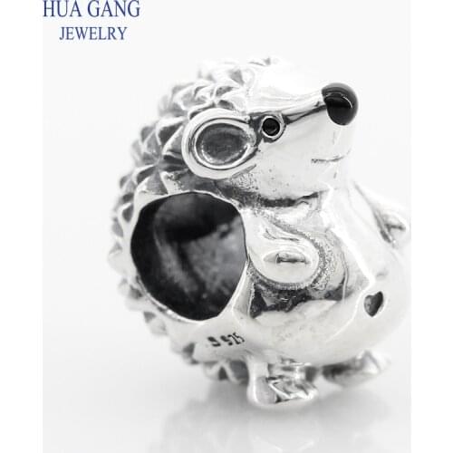 100% Real 925 Sterling Silver Beads Nino the Hedgehog Charm Fits Pandor Charms Silver 925 Original Bracelets Wholesale