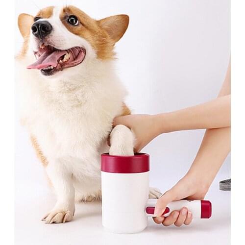 Outdoor portable pet dog paw cleaner cup 360 soft silicone foot washer clean dog paws one click manual quick feet wash cleaner