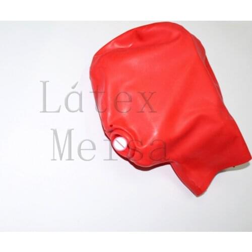 Rolling mouth design bdsm latex hood gap open nostrils and with back zipper decorations